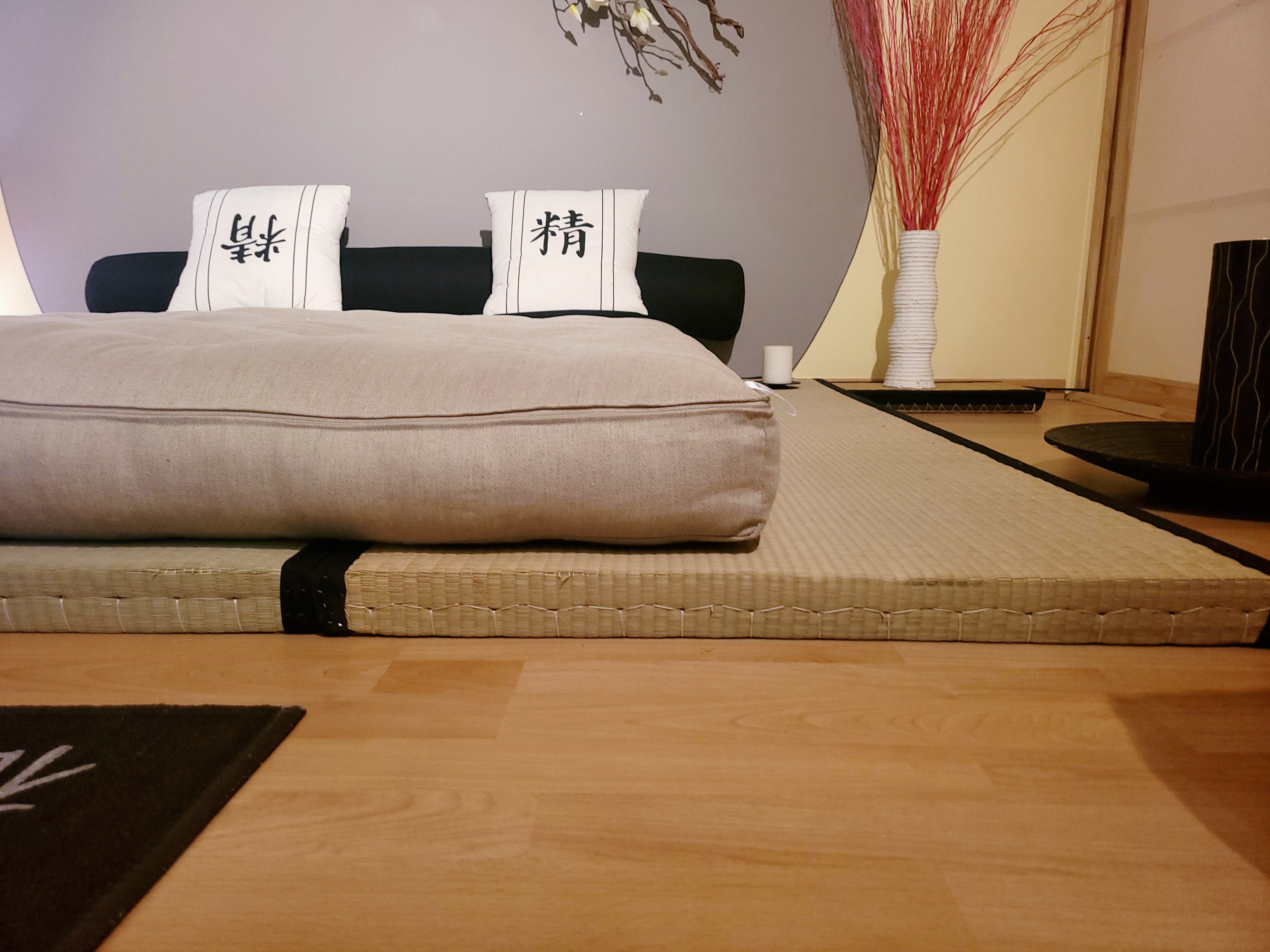 Tatami-Set + Futon aus reiner Baumwolle und Leinen