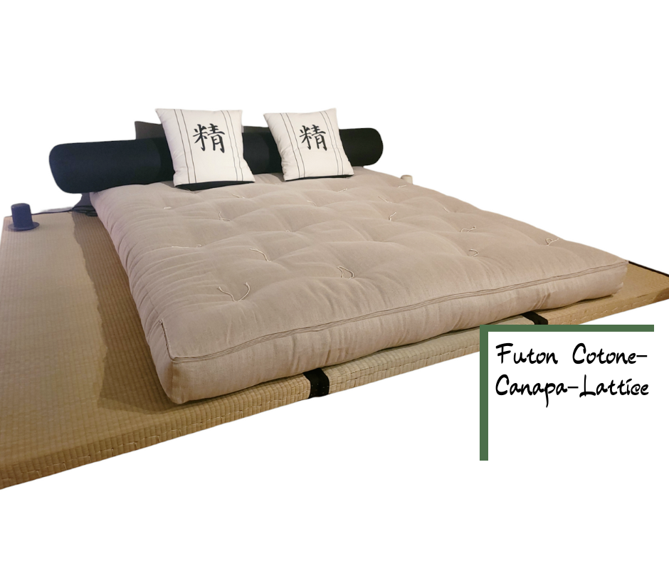 Tatami-Set + Futon aus Baumwolle – Hanf – Latex